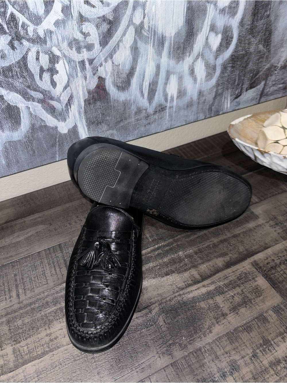 Johnston & Murphy Black Woven Tassel Loafers MENS 9.5 - Picture 7 of 11